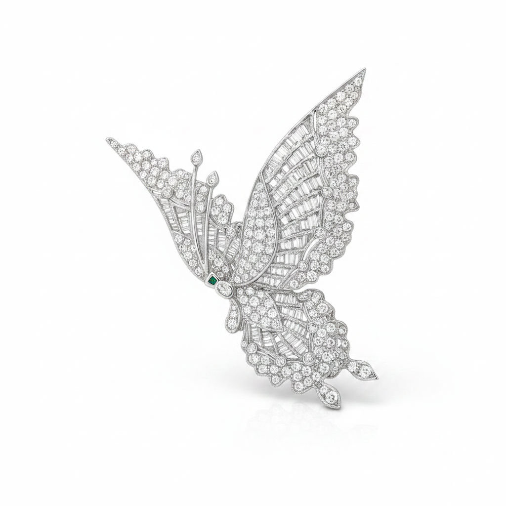 Modern 7.75cttw Diamond Articulating Butterfly 18k White Gold
