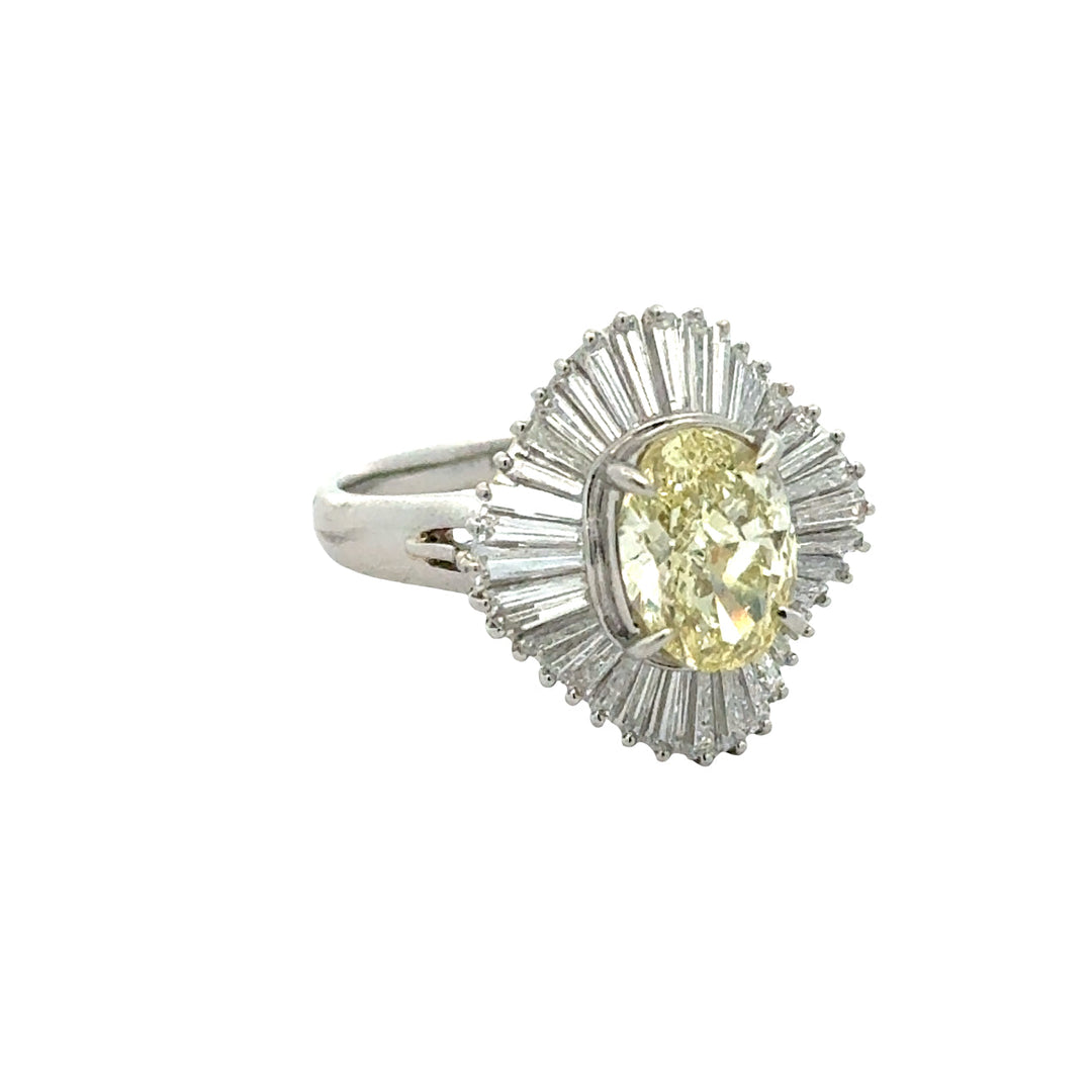 Modern 1.96ct Natural Light Fancy (Center) Diamond Platinum Ring