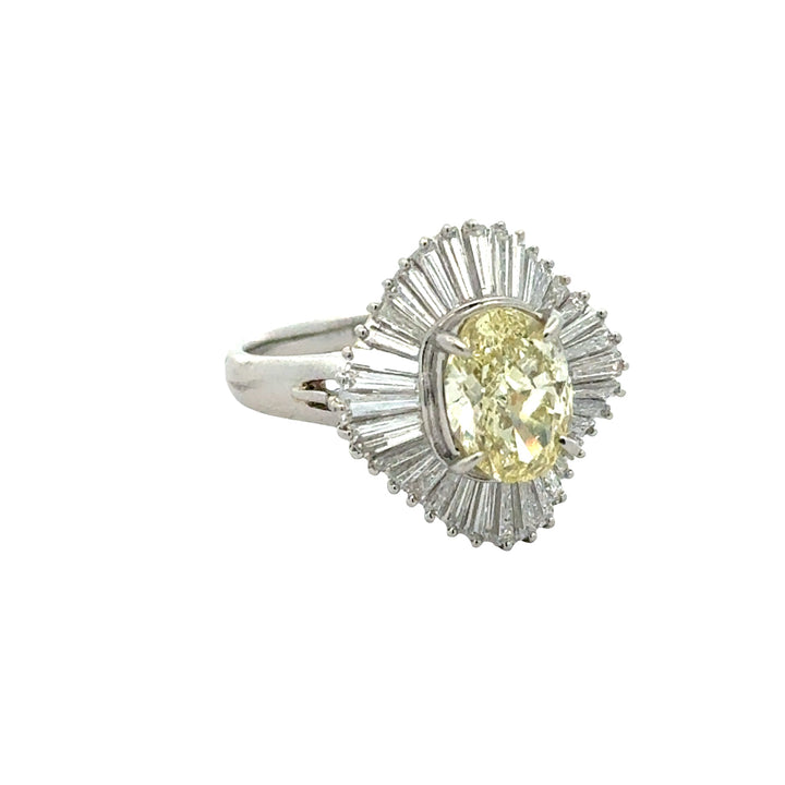 Modern 1.96ct Natural Light Fancy (Center) Diamond Platinum Ring