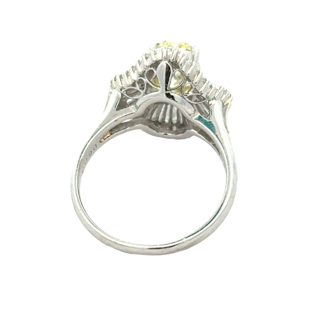 Modern 1.96ct Natural Light Fancy (Center) Diamond Platinum Ring