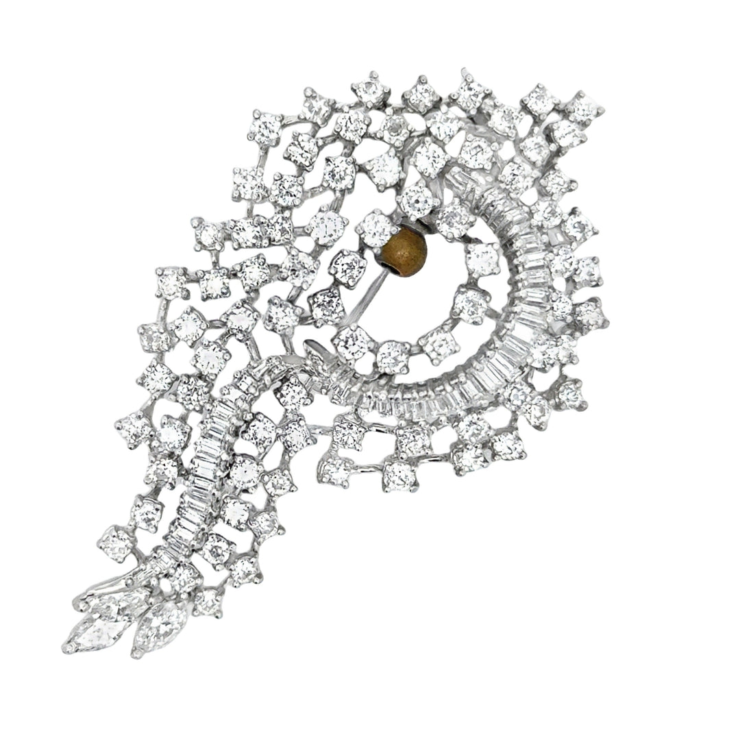 Mid Century Modern 1960's 6.08 cttw Diamond 14K White Gold Pendant/Brooch