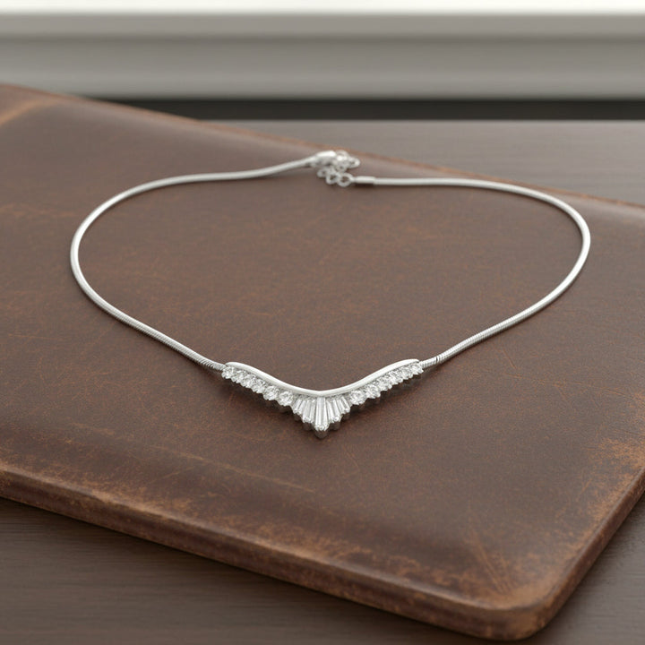 Modern Diamond & Platinum Necklace