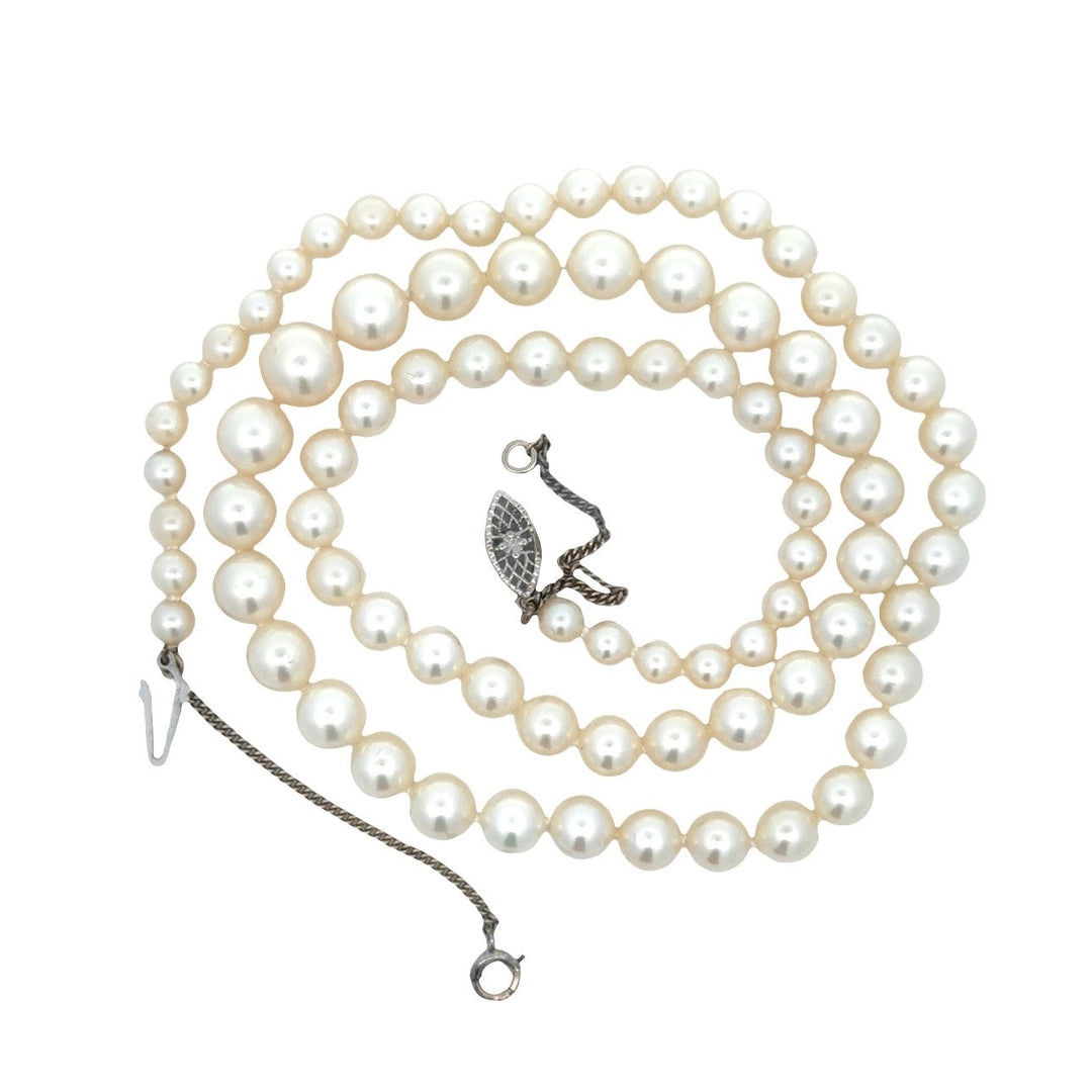 Mid Century 1950's Japanese Akoya 5 - 7.00 mm Cultured Pearl Graduated Necklace
