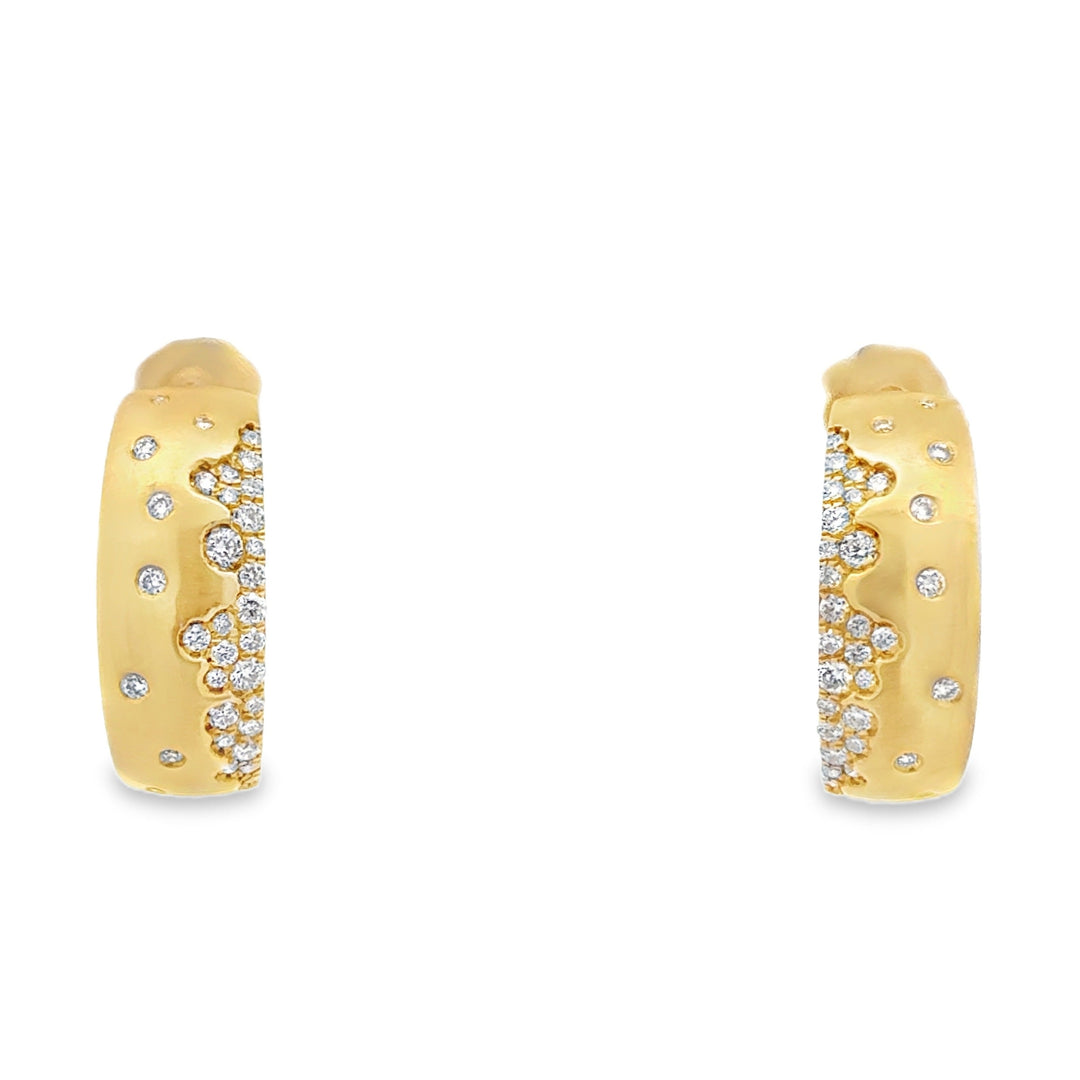 Modern .80 cttw Diamond & 14Kt Yellow Gold Hoop Earrings