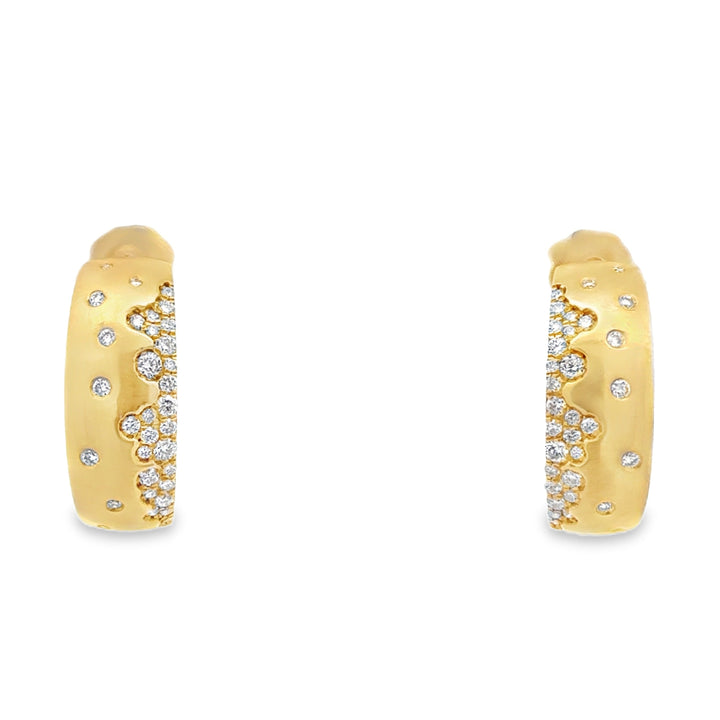 Modern .80 cttw Diamond & 14Kt Yellow Gold Hoop Earrings