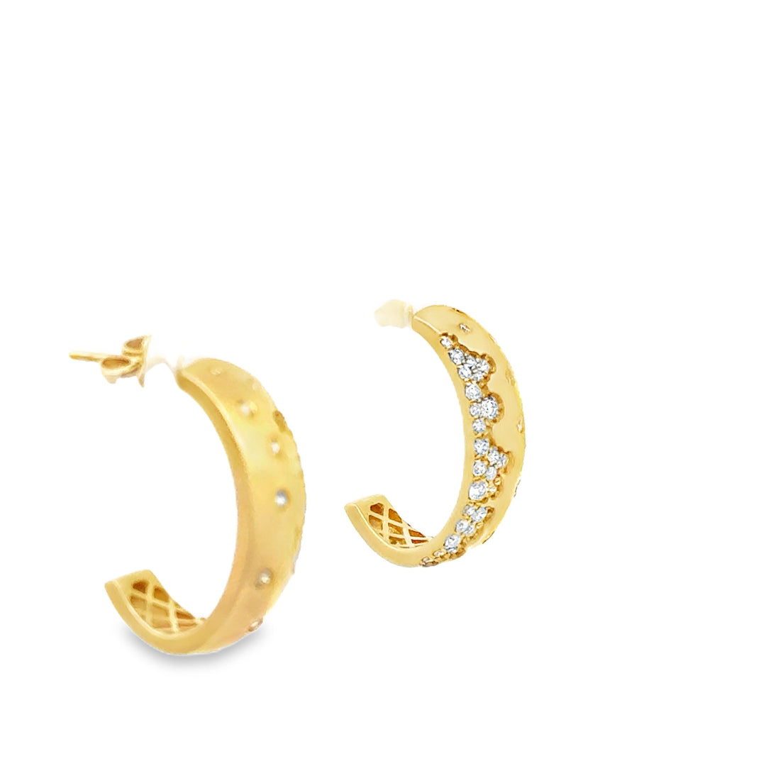 Modern .80 cttw Diamond & 14Kt Yellow Gold Hoop Earrings