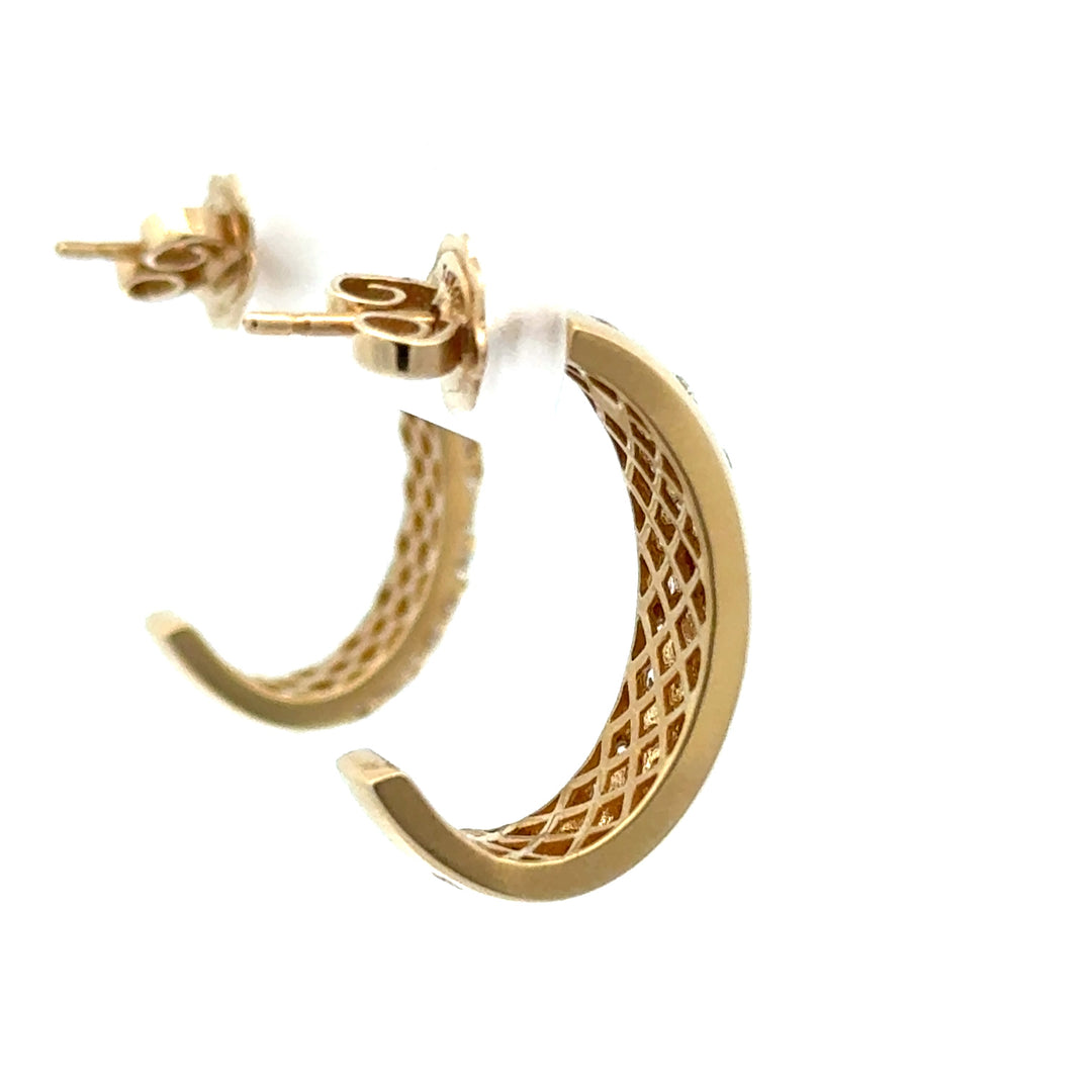 Modern .80 cttw Diamond & 14Kt Yellow Gold Hoop Earrings
