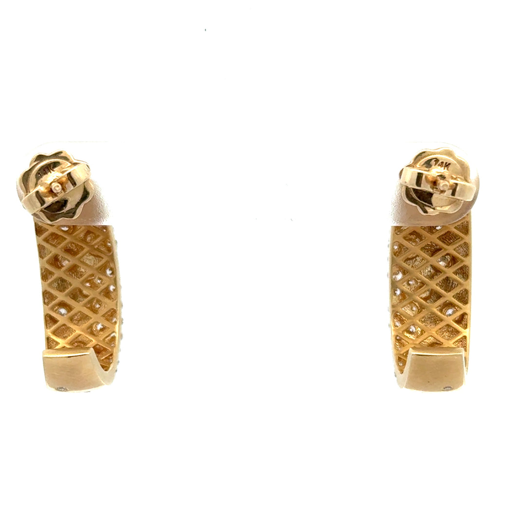 Modern .80 cttw Diamond & 14Kt Yellow Gold Hoop Earrings