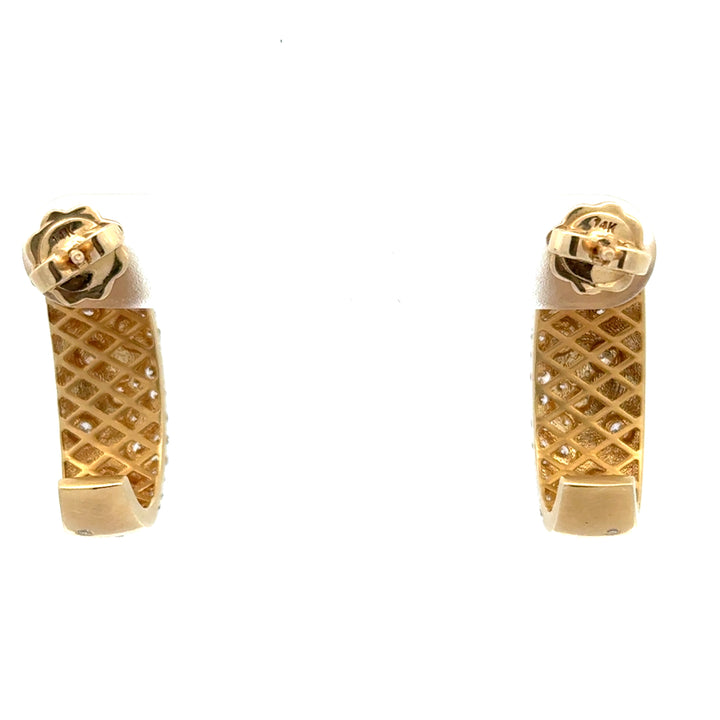 Modern .80 cttw Diamond & 14Kt Yellow Gold Hoop Earrings