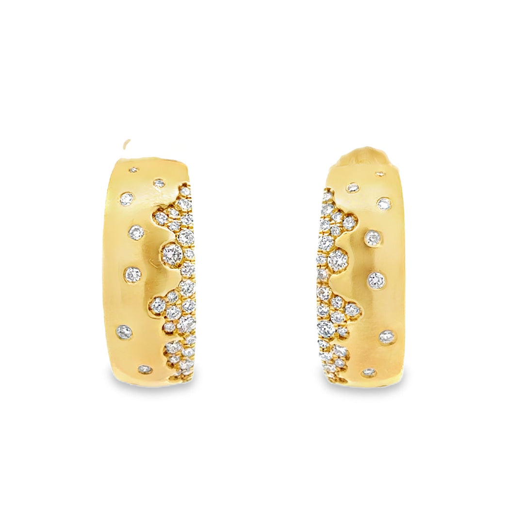 Modern .80 cttw Diamond & 14Kt Yellow Gold Hoop Earrings