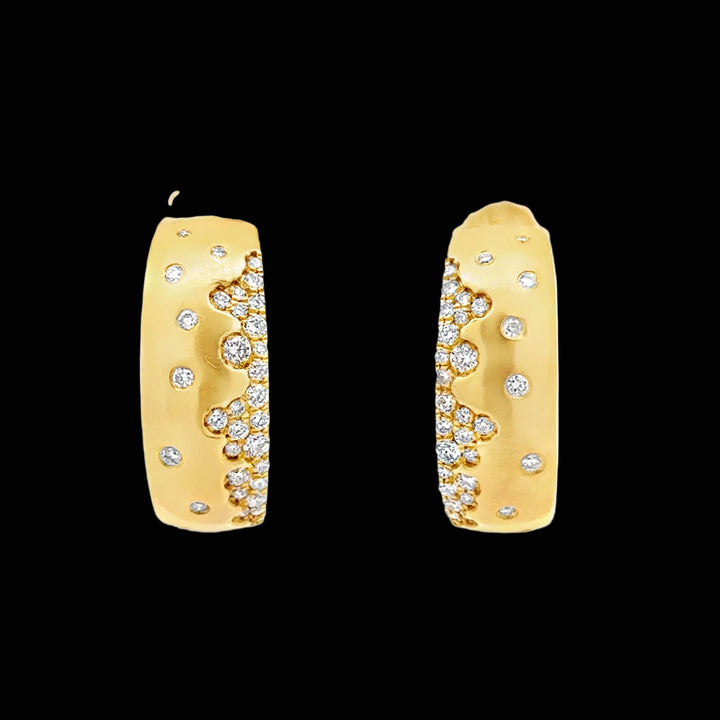 Modern .80 cttw Diamond & 14Kt Yellow Gold Hoop Earrings