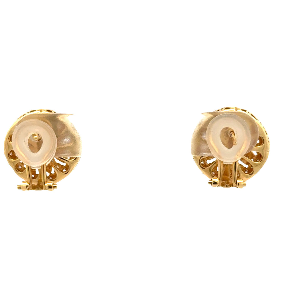 Modern Diamond Filigree 18Kt Yellow Gold Earrings