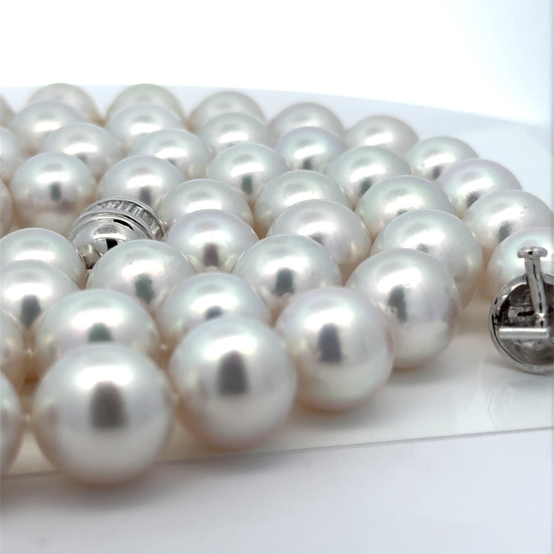 Modern 1990's Fine 12.00-12.50mm South Sea Pearl and 5.00cttw Diamond 36" Necklace