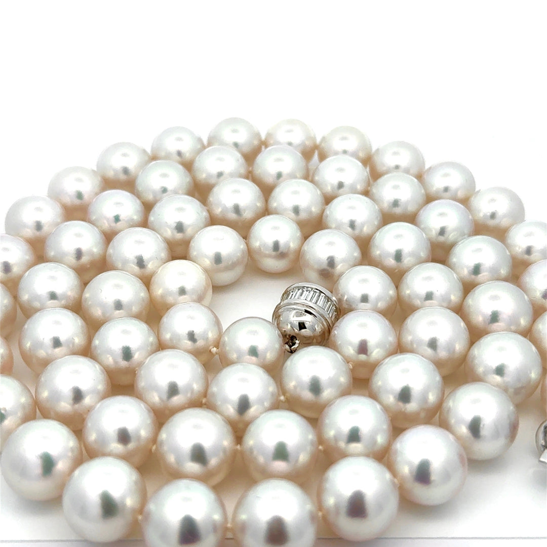 Modern 1990's Fine 12.00-12.50mm South Sea Pearl and 5.00cttw Diamond 36" Necklace