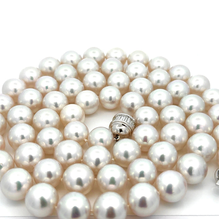 Modern 1990's Fine 12.00-12.50mm South Sea Pearl and 5.00cttw Diamond 36" Necklace