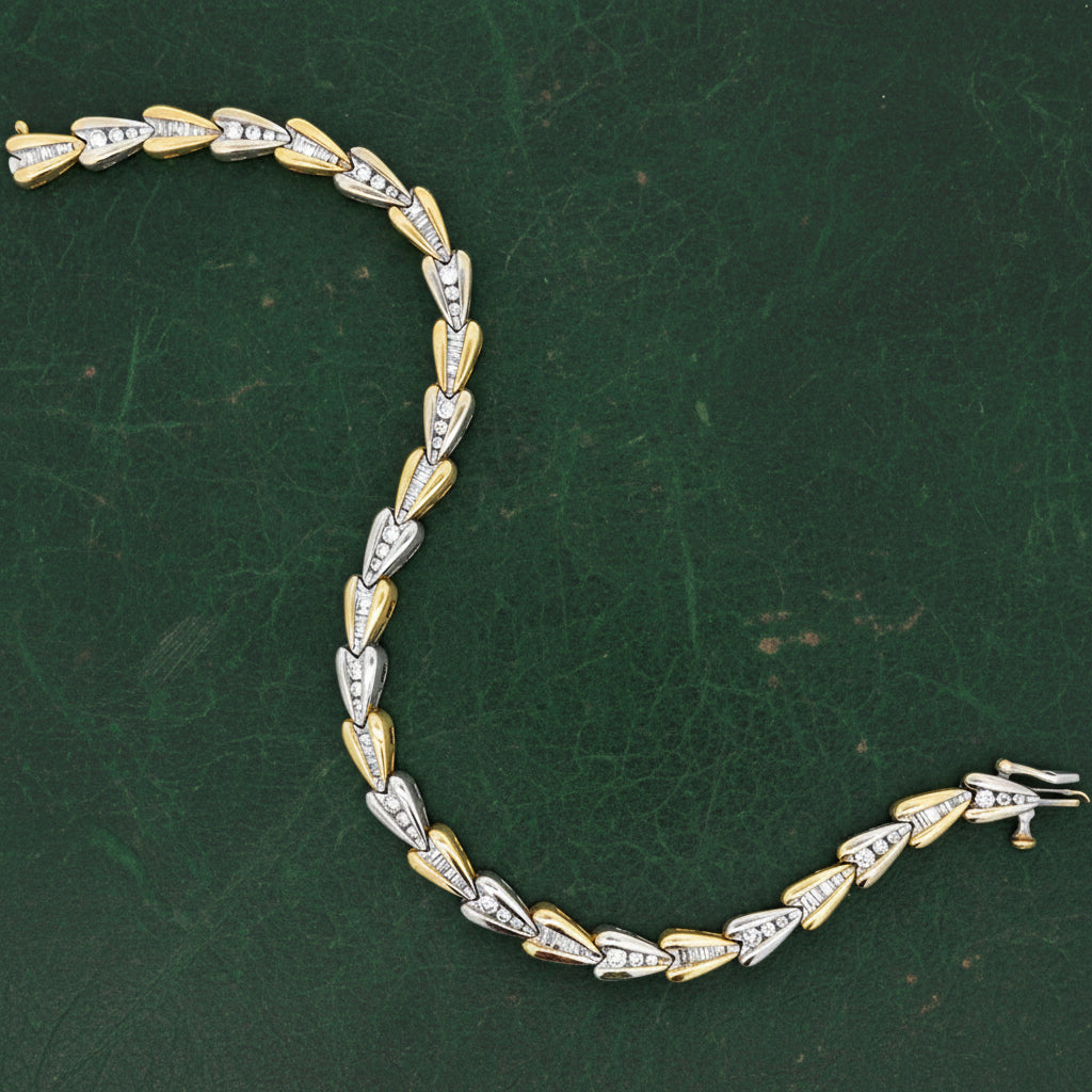Modern Two Tone Diamond 14Kt Bracelet