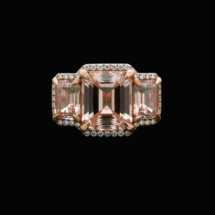 Modern 7.52cttw Morganite and Diamond 18kt Rose Gold Ring