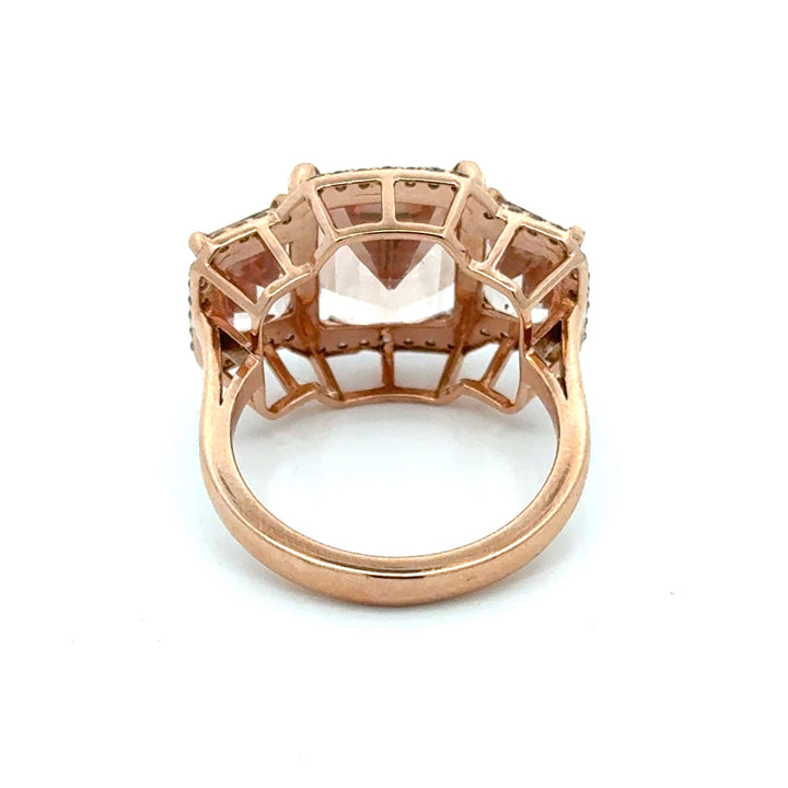 Modern 7.52cttw Morganite and Diamond 18kt Rose Gold Ring