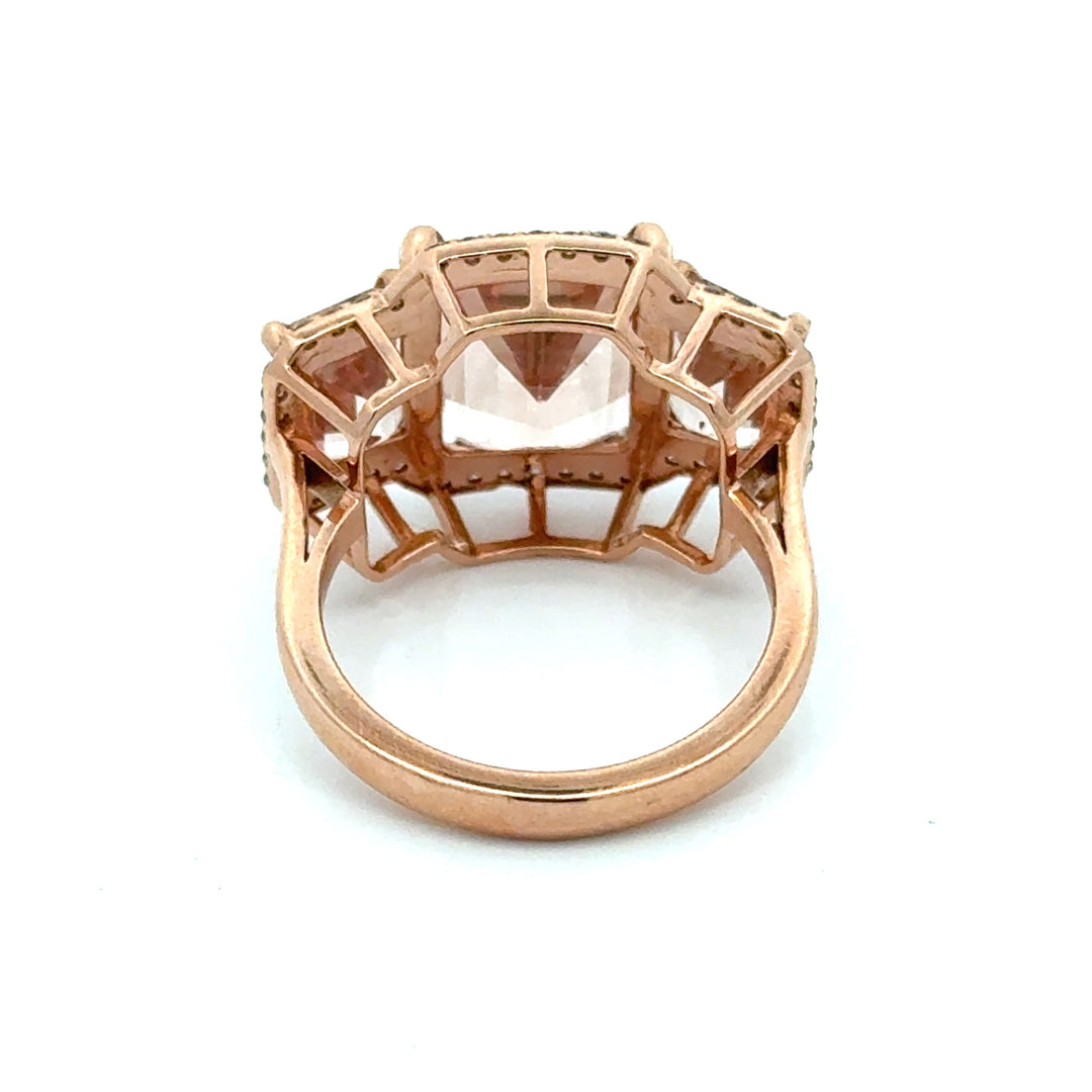 Modern 7.52cttw Morganite and Diamond 18kt Rose Gold Ring