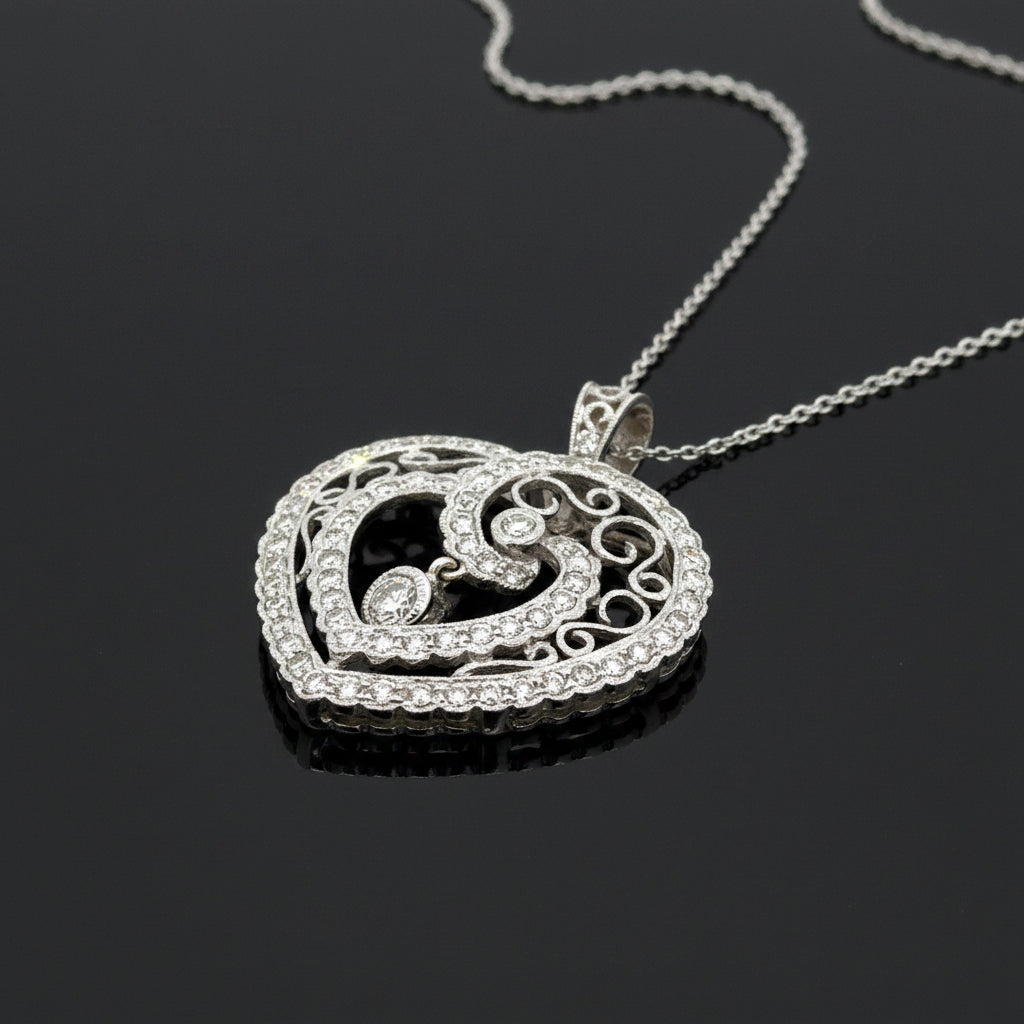 Modern Designer Edel Weiss 1.50cttw Diamond and 18Kt White Gold Necklace