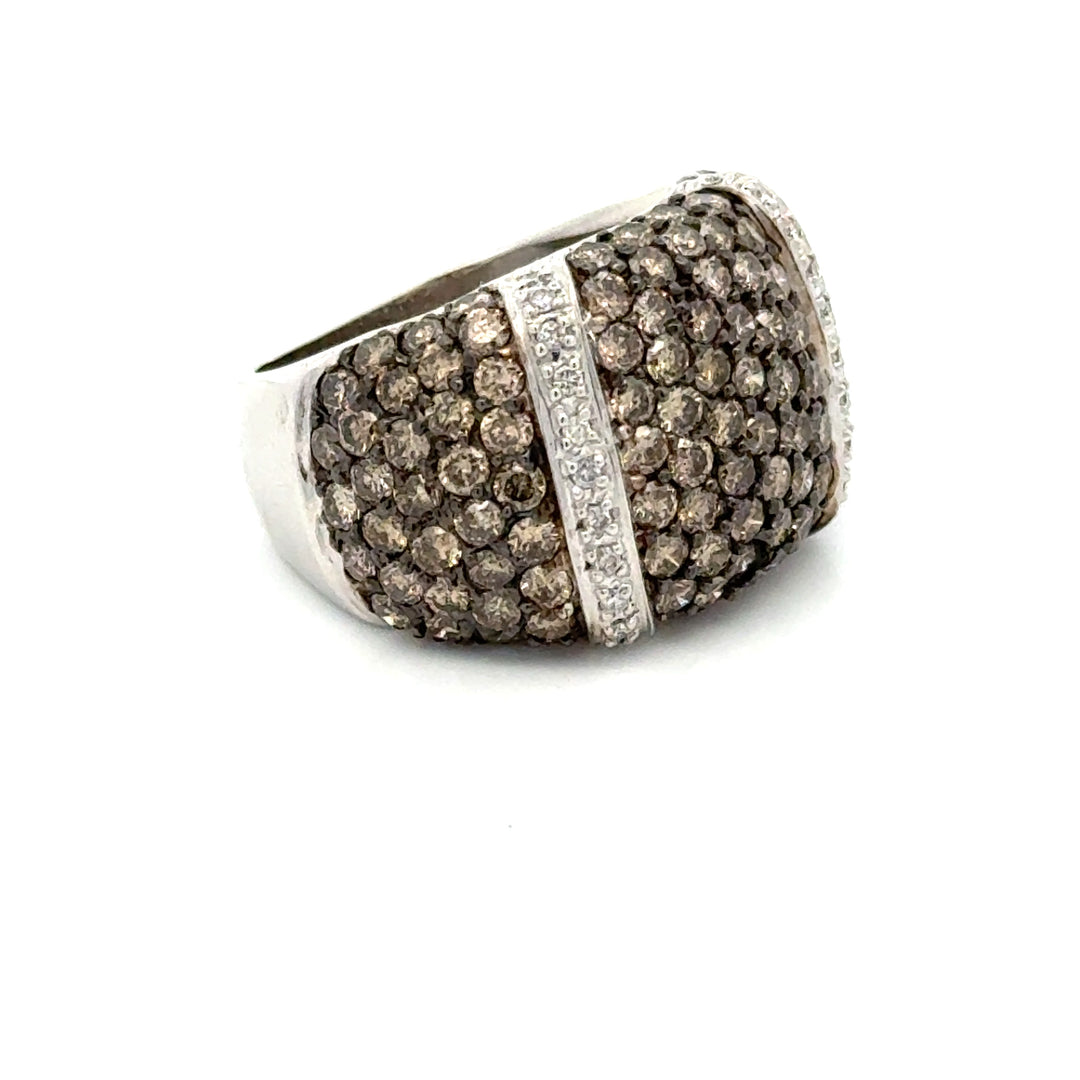 Modern 3.00cttw Cognac & White Diaomnd 14kt White Gold Ring