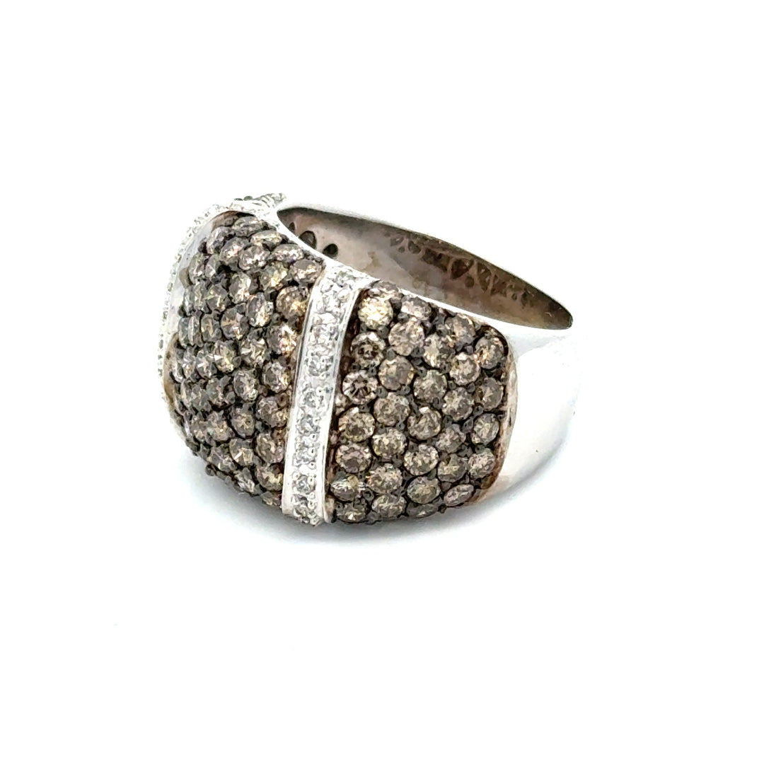 Modern 3.00cttw Cognac & White Diaomnd 14kt White Gold Ring