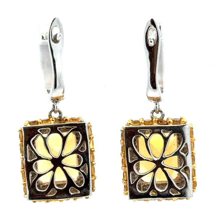 Modern 8.00cttw Citrine and Diamond 14k White Gold Dangle Earring