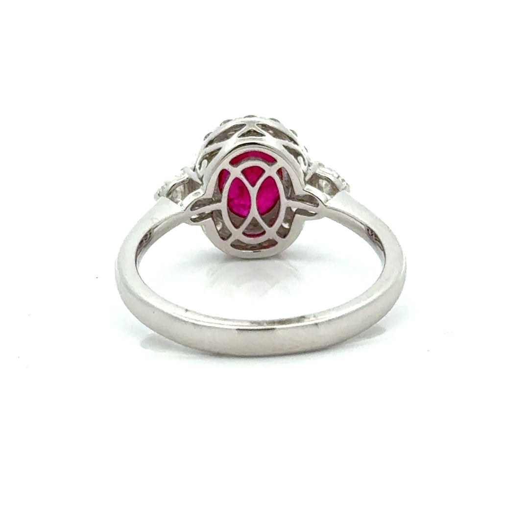 Modern Ruby and Diamond 18K White Gold Ring