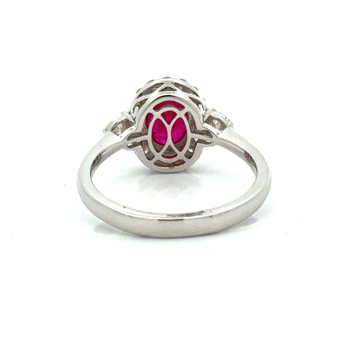 Modern Ruby and Diamond 18K White Gold Ring