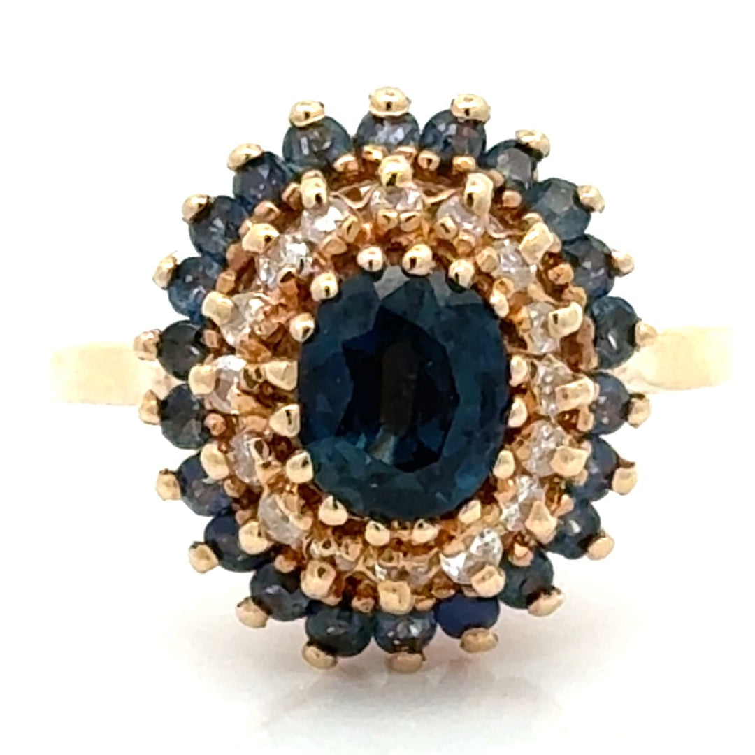 Modern Sapphire & Diamond 14k Yellow Gold Ring