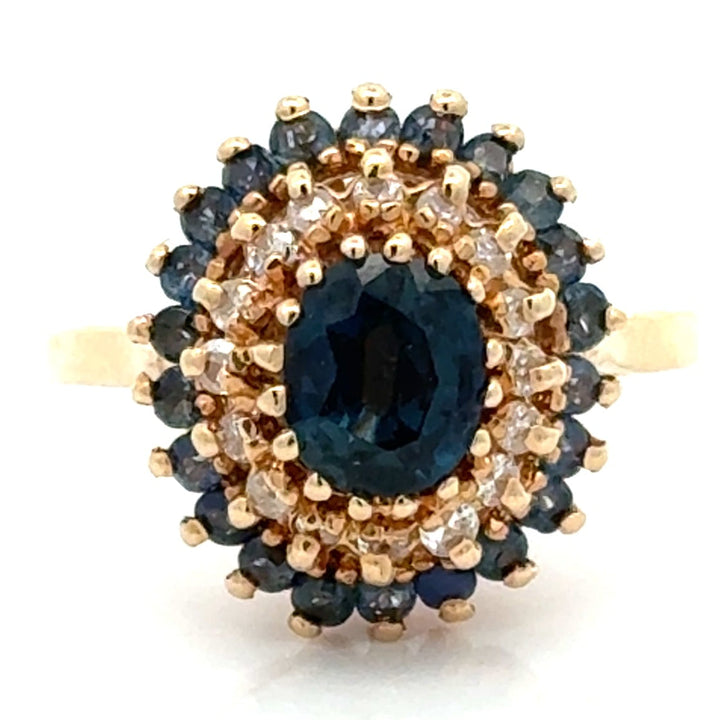 Modern Sapphire & Diamond 14k Yellow Gold Ring