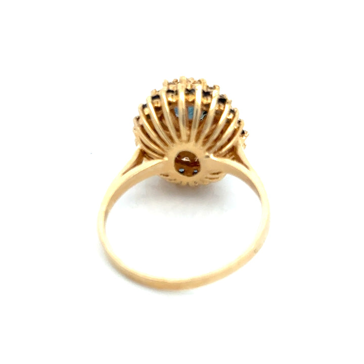 Modern 1990's Sapphire and Diamond 14K Yellow Gold Ring