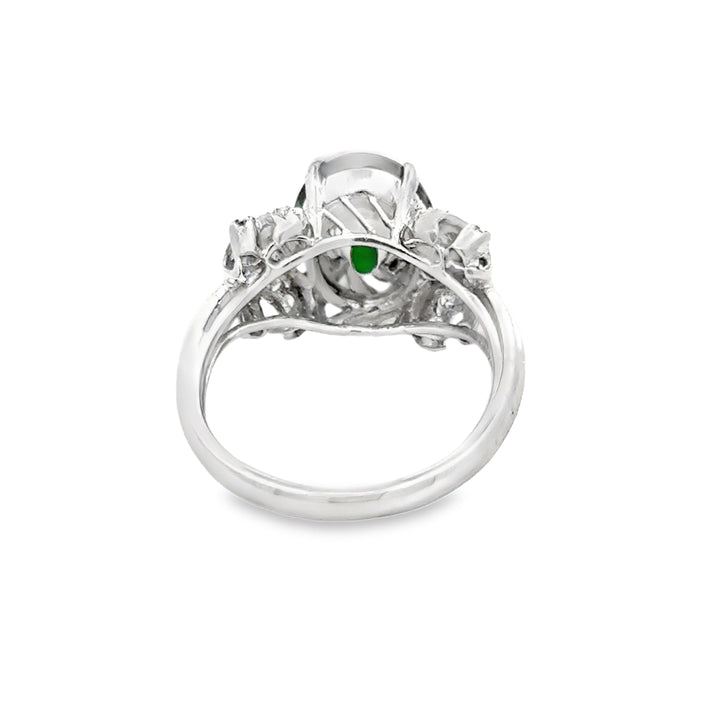 Modern Jade & Diamond 14K White Gold Ring