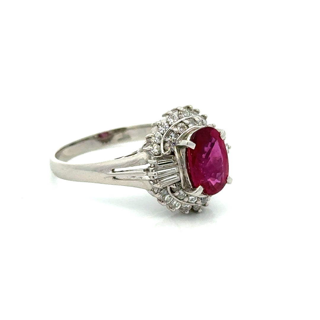 Modern 1960's Ruby and Diamond Platinum Ring