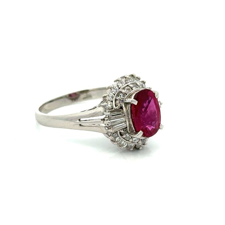 Modern 1960's Ruby and Diamond Platinum Ring