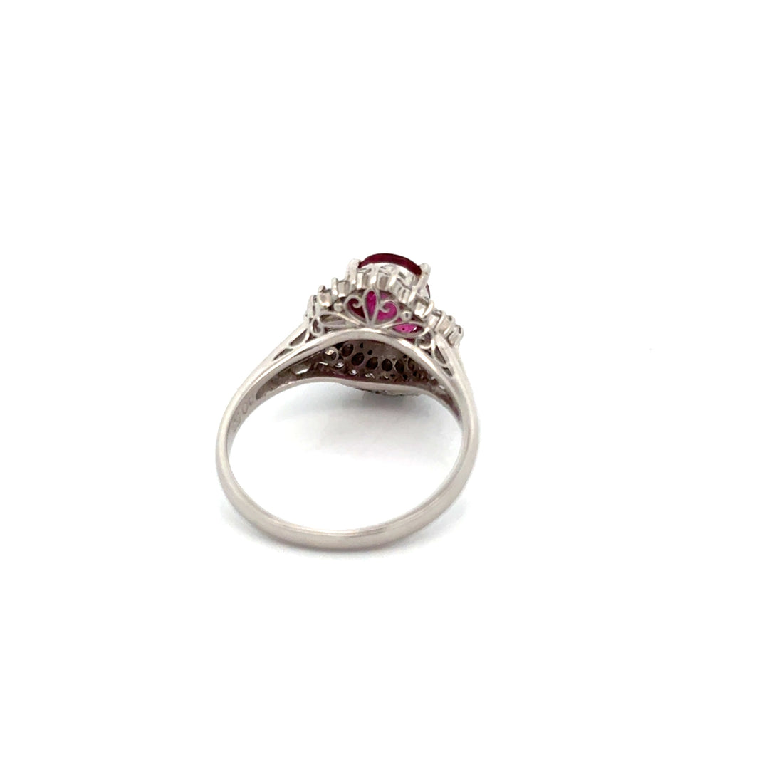 Modern 1960's Ruby and Diamond Platinum Ring