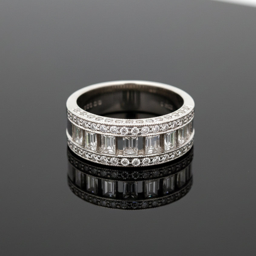 Modern Designer .86cttw Diamond 18K White Gold Ring