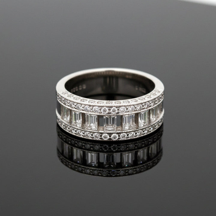 Modern Designer .86cttw Diamond 18K White Gold Ring