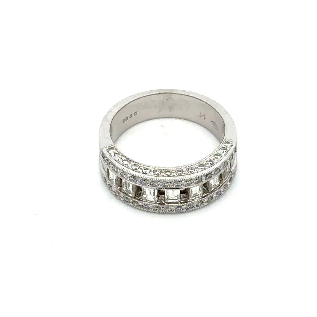 Modern Designer .86cttw Diamond 18K White Gold Ring