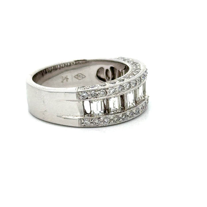 Modern Designer .86cttw Diamond 18K White Gold Ring