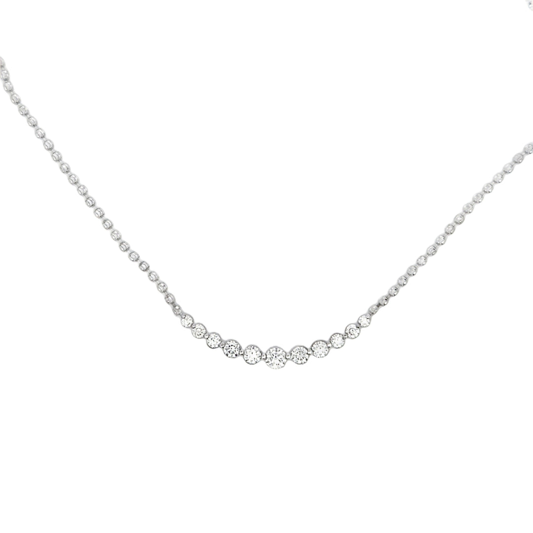 Modern .80cttw Diamond 14Kt White Gold Smile Necklace