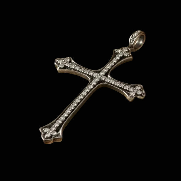 Contemporary Diamond 18Kt White Gold & Black Rhodium Cross Pendant