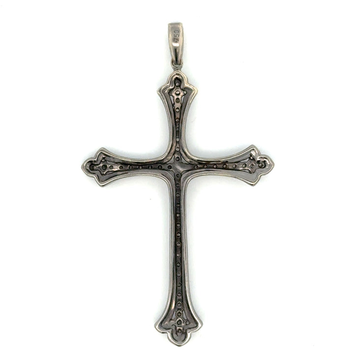 Contemporary Diamond 18Kt White Gold & Black Rhodium Cross Pendant