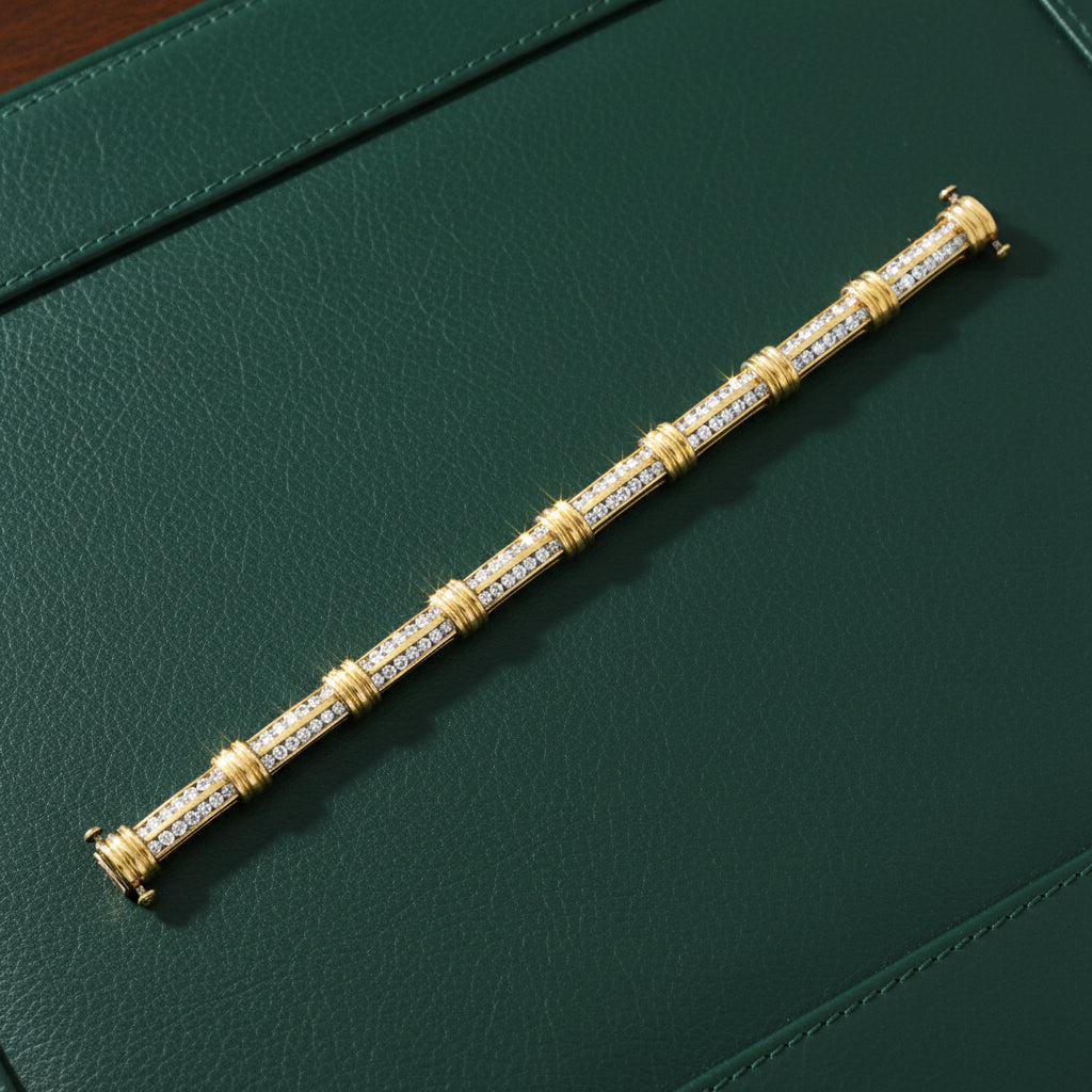 Contemporary 4.50cttw Diamond Double Row 14Kt Yellow Gold Bracelet