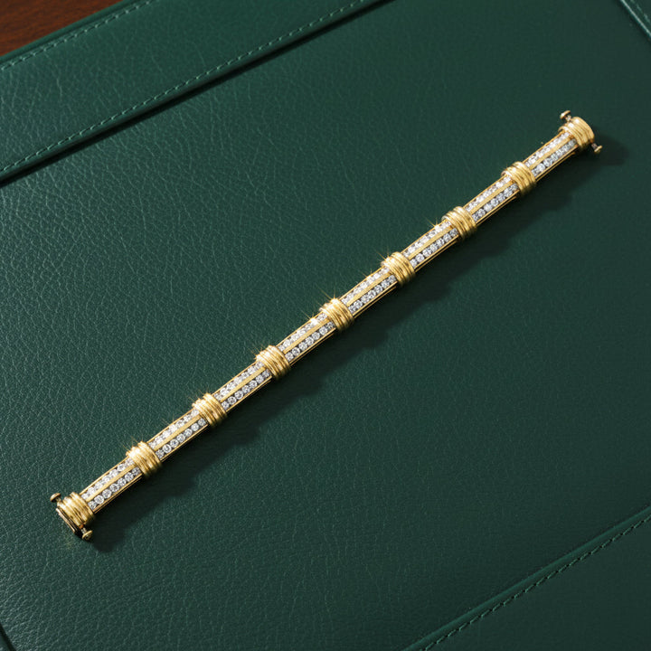 Contemporary 4.50cttw Diamond Double Row 14Kt Yellow Gold Bracelet