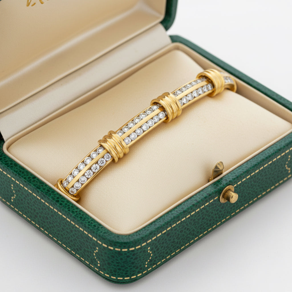 Contemporary 4.50cttw Diamond Double Row 14Kt Yellow Gold Bracelet