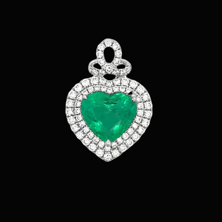 Contemporary Designer A.V. 4.15ct Colombian Emerald & Diamond 14K White Gold Pendant