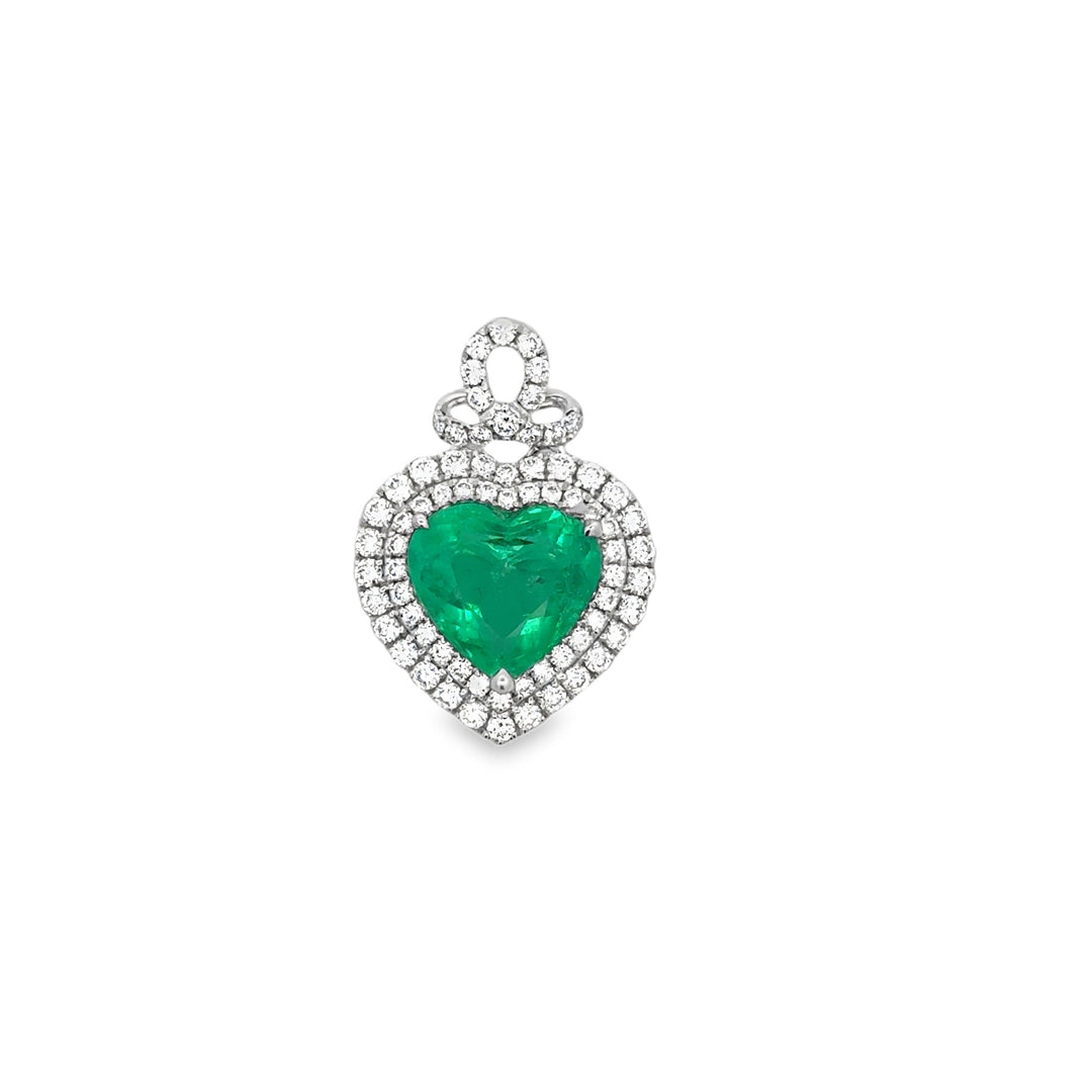 Contemporary Designer A.V. 4.15ct Colombian Emerald & Diamond 14K White Gold Pendant
