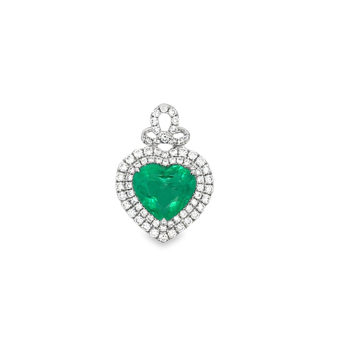Contemporary Designer A.V. 4.15ct Colombian Emerald & Diamond 14K White Gold Pendant
