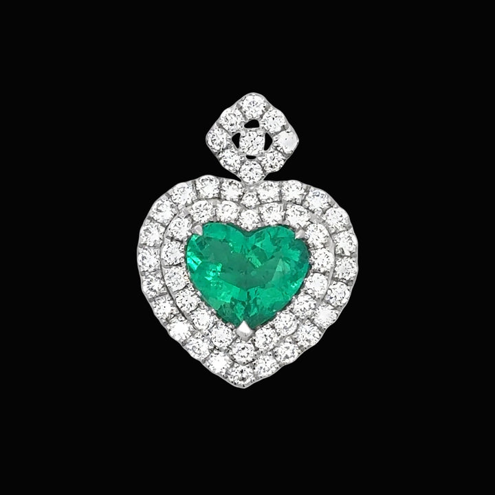 Contemporary Designer A.V. 1.92ct Colombian Emerald & Diamond 14K White Gold Pendant